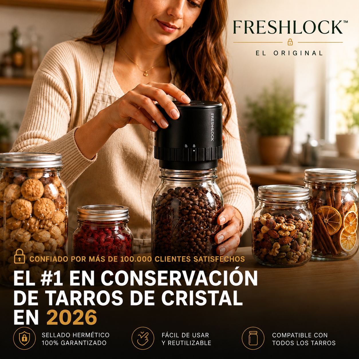 FreshLock™ | Sellador al Vacío para Tarros